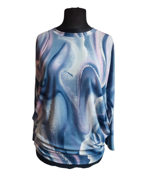 Wzorzysta bluzka Oversize z lejącego materiału - piasek pustyni